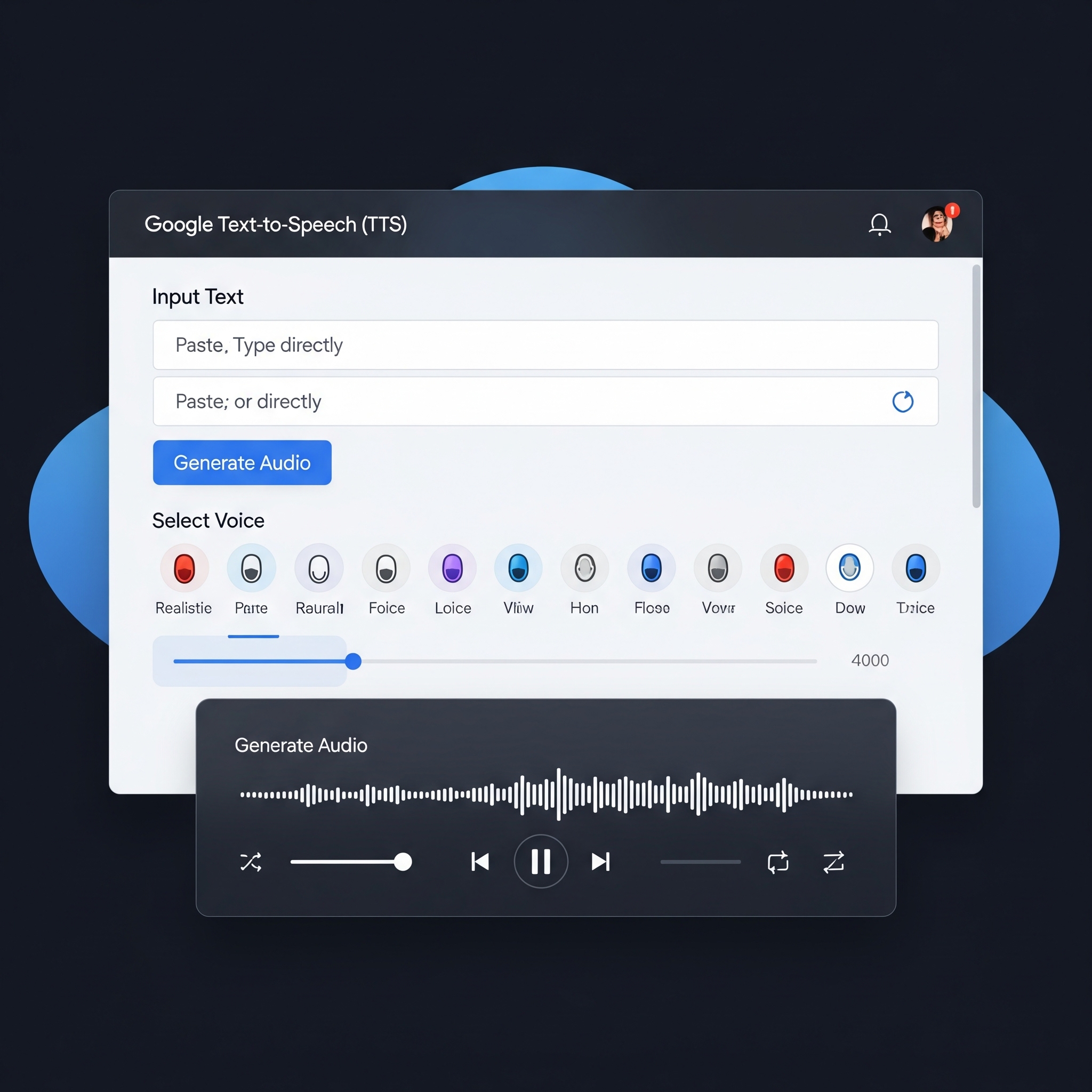 Interface Google TTS